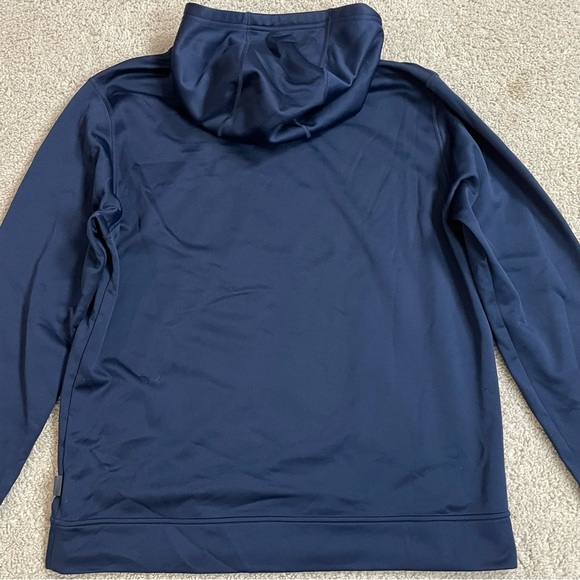Men's PATAGONIA Navy Blue TEXT LOGO Polycycle ATHLETIC Pullover HOODIE  XL - Picture 3 of 5